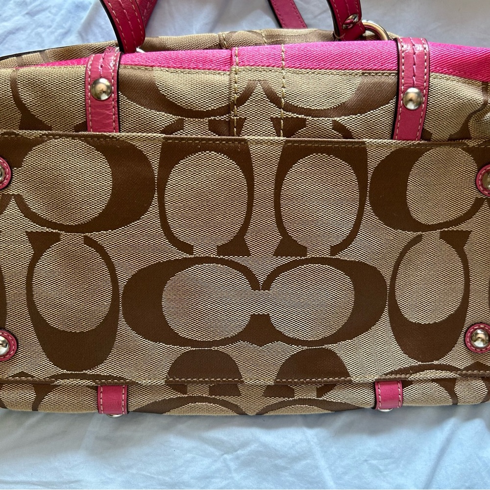 Coach Signature Pink and Tan Tote - Picture 3 of 4
